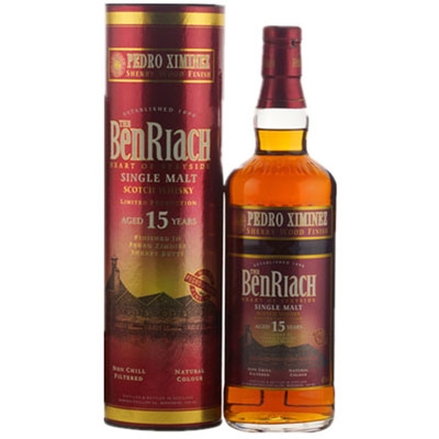 本利亞克15年P(guān)X雪莉桶單一麥芽蘇格蘭威士忌 BenRiach Aged 15 Years Pedro Ximinez Sherry Wood Single Malt Scotch Whisky 700ml