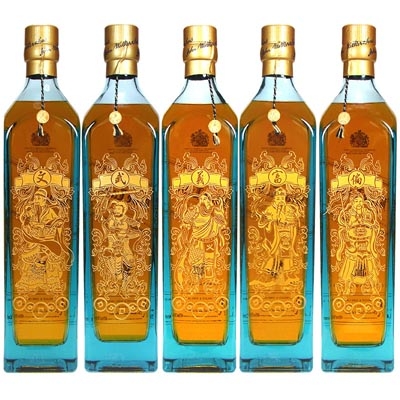 尊尼獲加藍(lán)牌五路財(cái)神限量版調(diào)和蘇格蘭威士忌套裝 Johnnie Walker Blue Label Gods of Wealth Collection 750ml*5